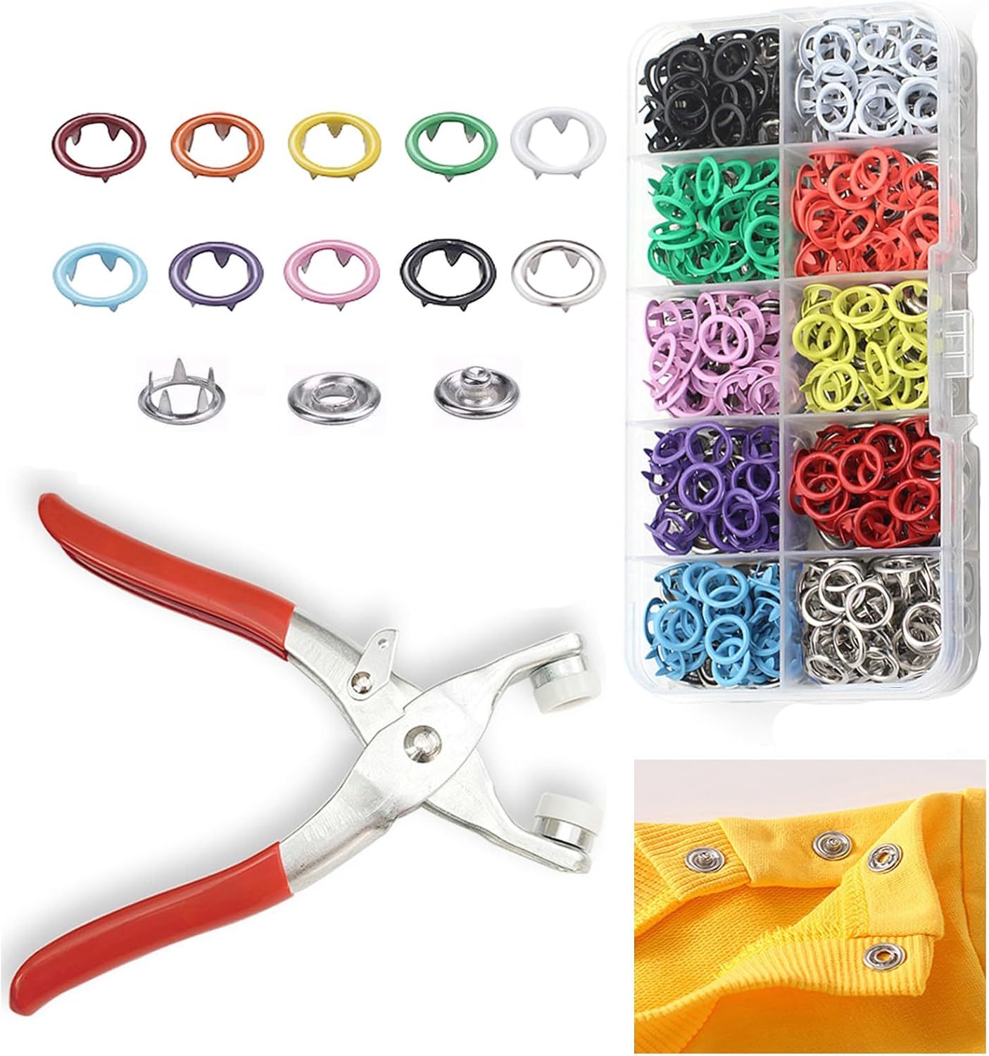 Metal Snaps Buttons with Fastener Pliers Press Tool Kit