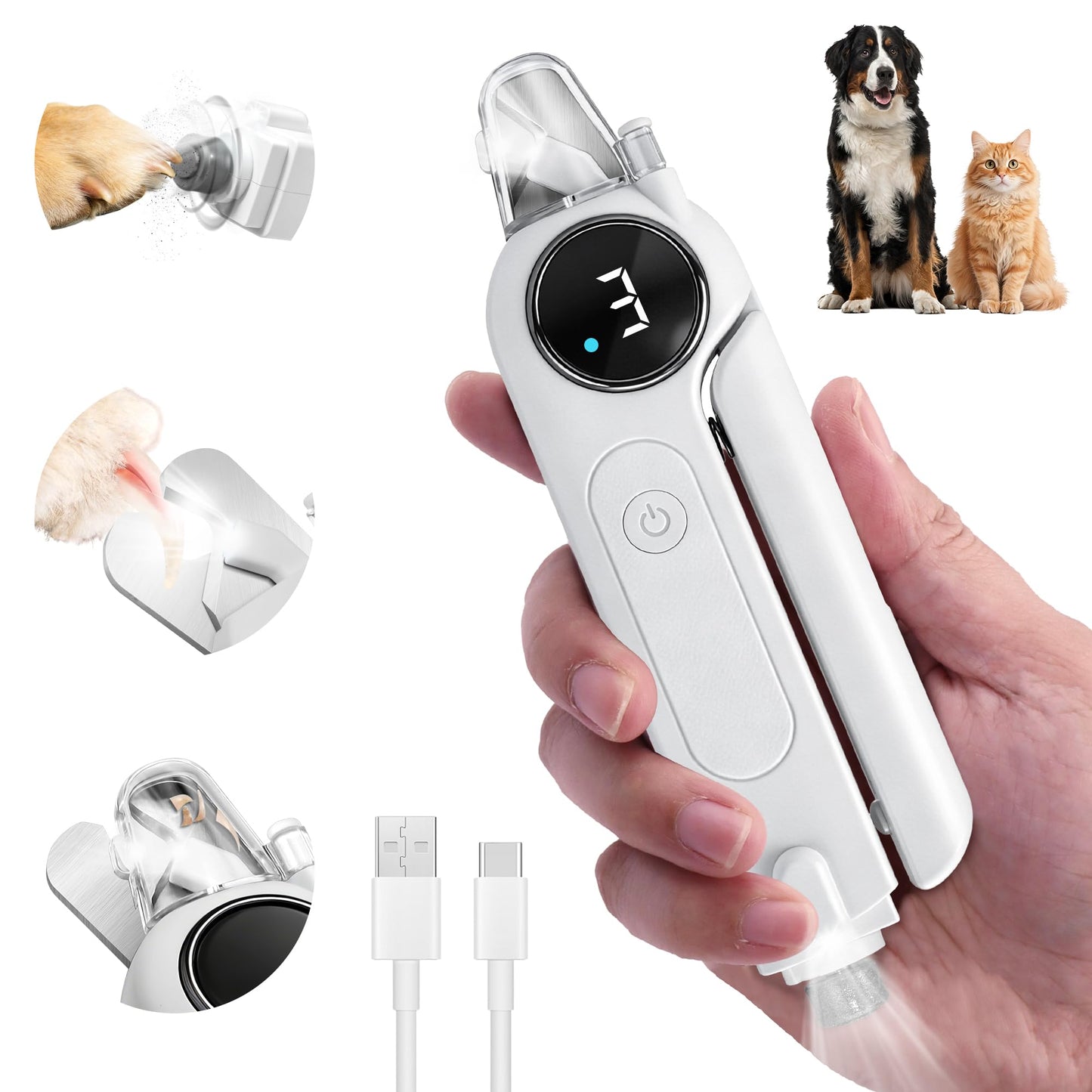 2-in-1 Pet Nail Clippers & Grinder with Light