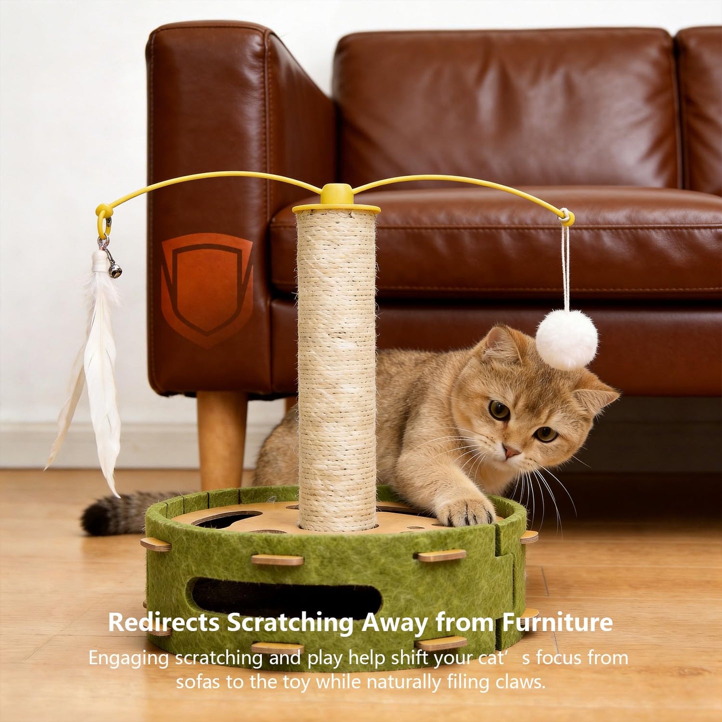 Felt Cat Puzzle Toy with Scratching Pole
