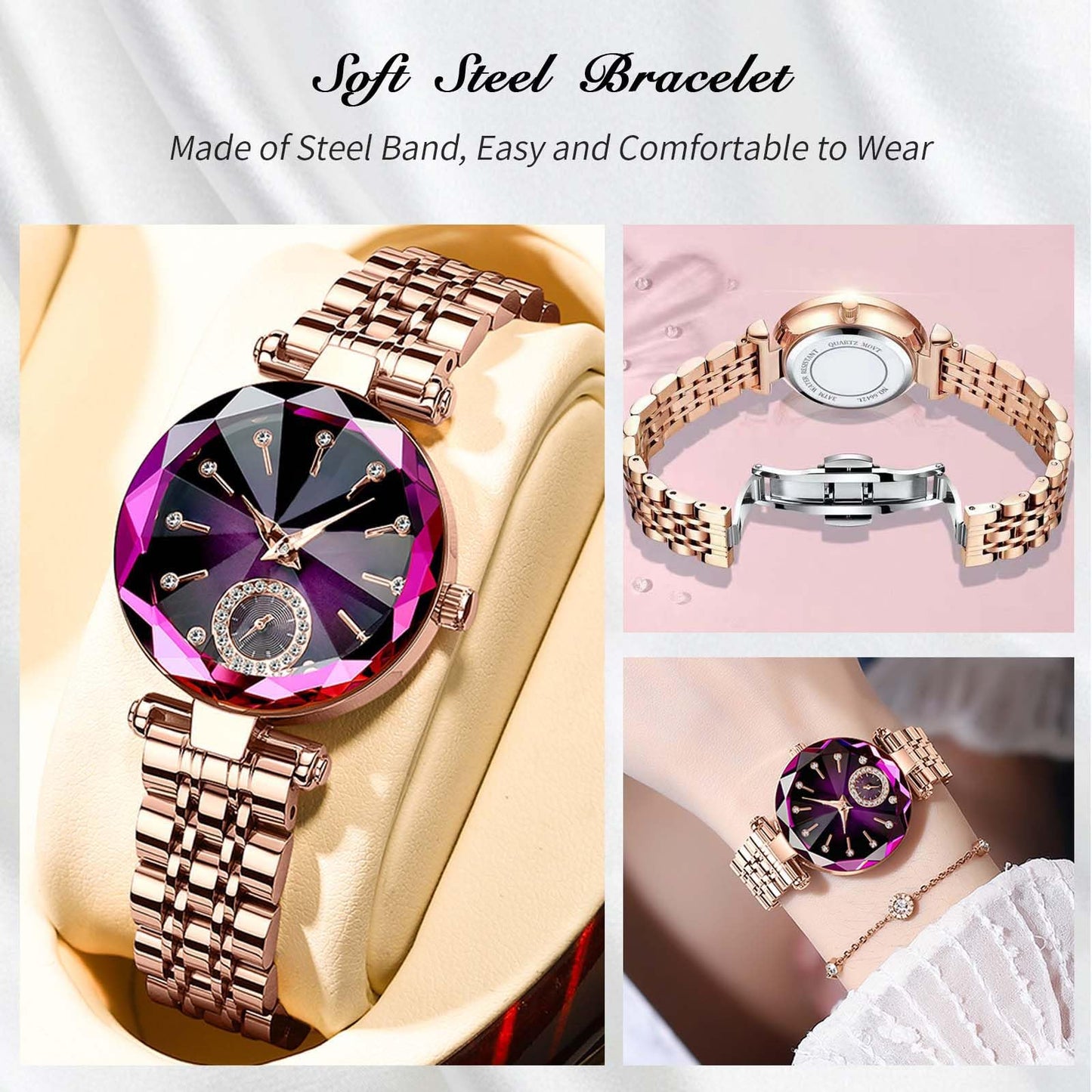 Women's Luxury Shiny Waterproof Stainless Steel Watch