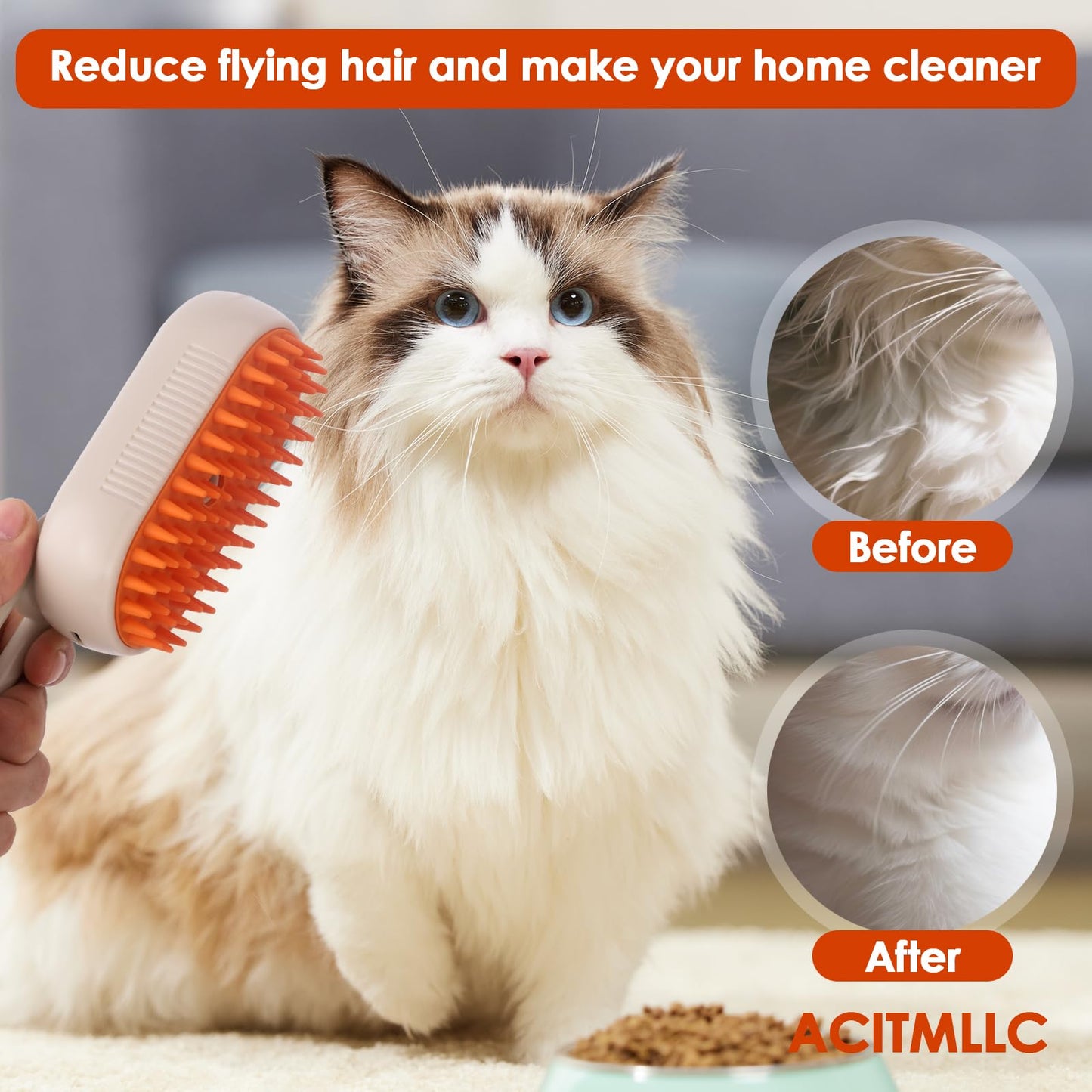 4 in 1 Pet Steam Brush for Shedding