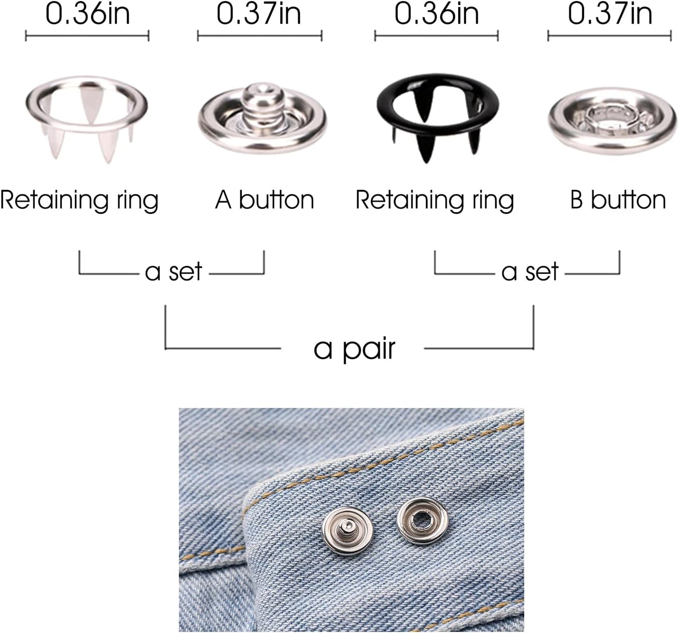 Metal Snaps Buttons with Fastener Pliers Press Tool Kit