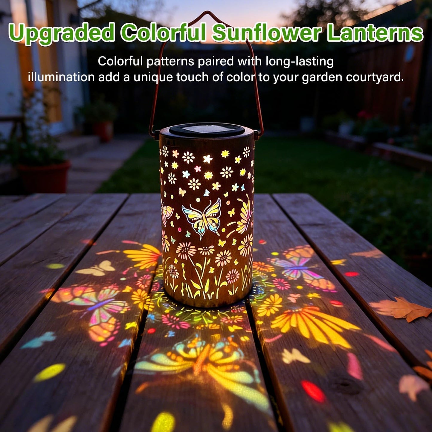 Garden Solar Butterfly Lantern Waterproof Hanging Metal Light