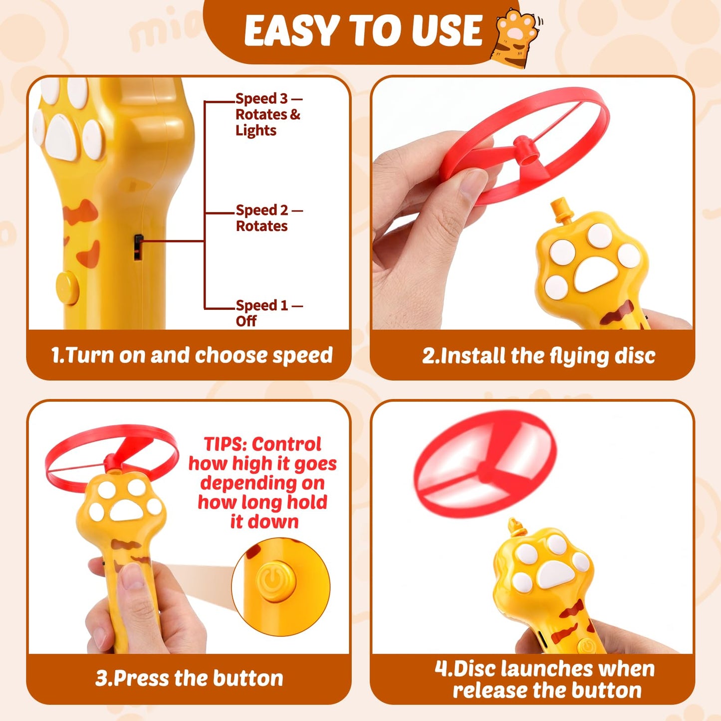 🐈6 Pcs Cat Fetch Toy Set Launcher Gun