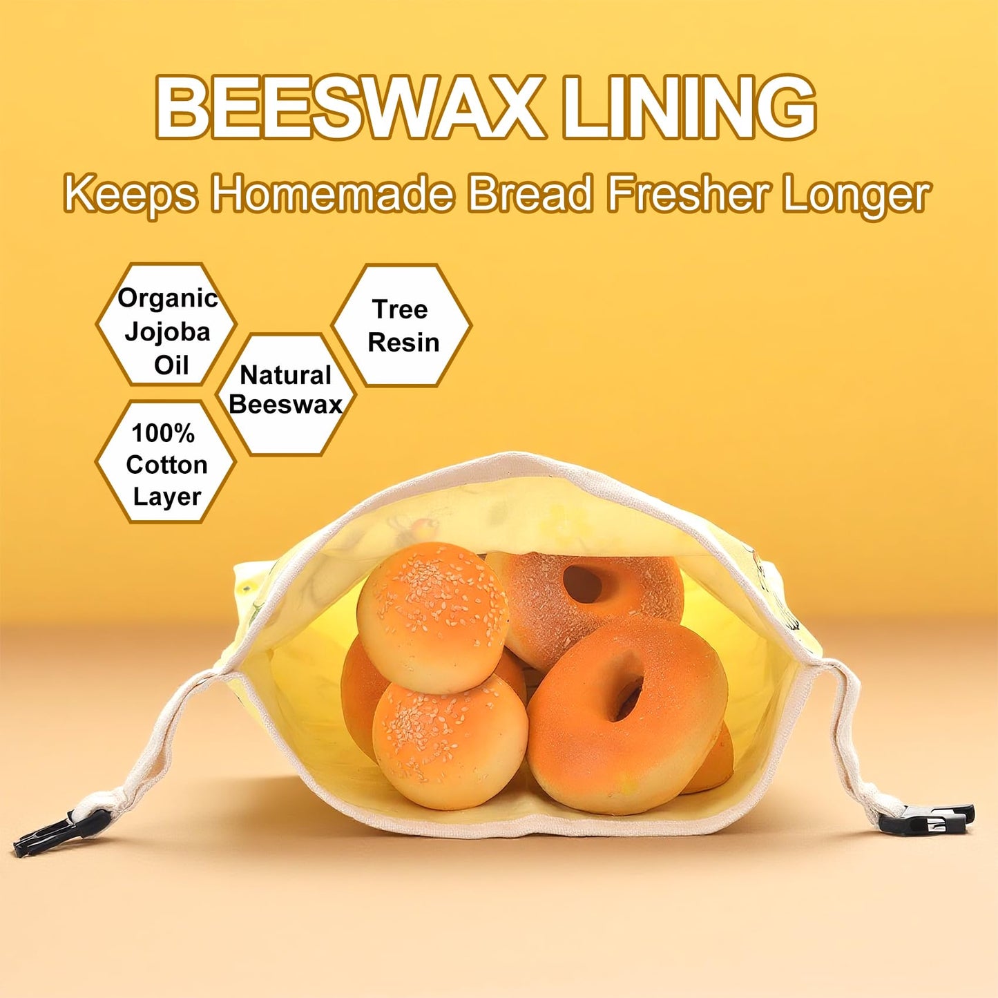 2 Pack Reusable Beeswax Bread Bags for Homemade Sourdough Bread