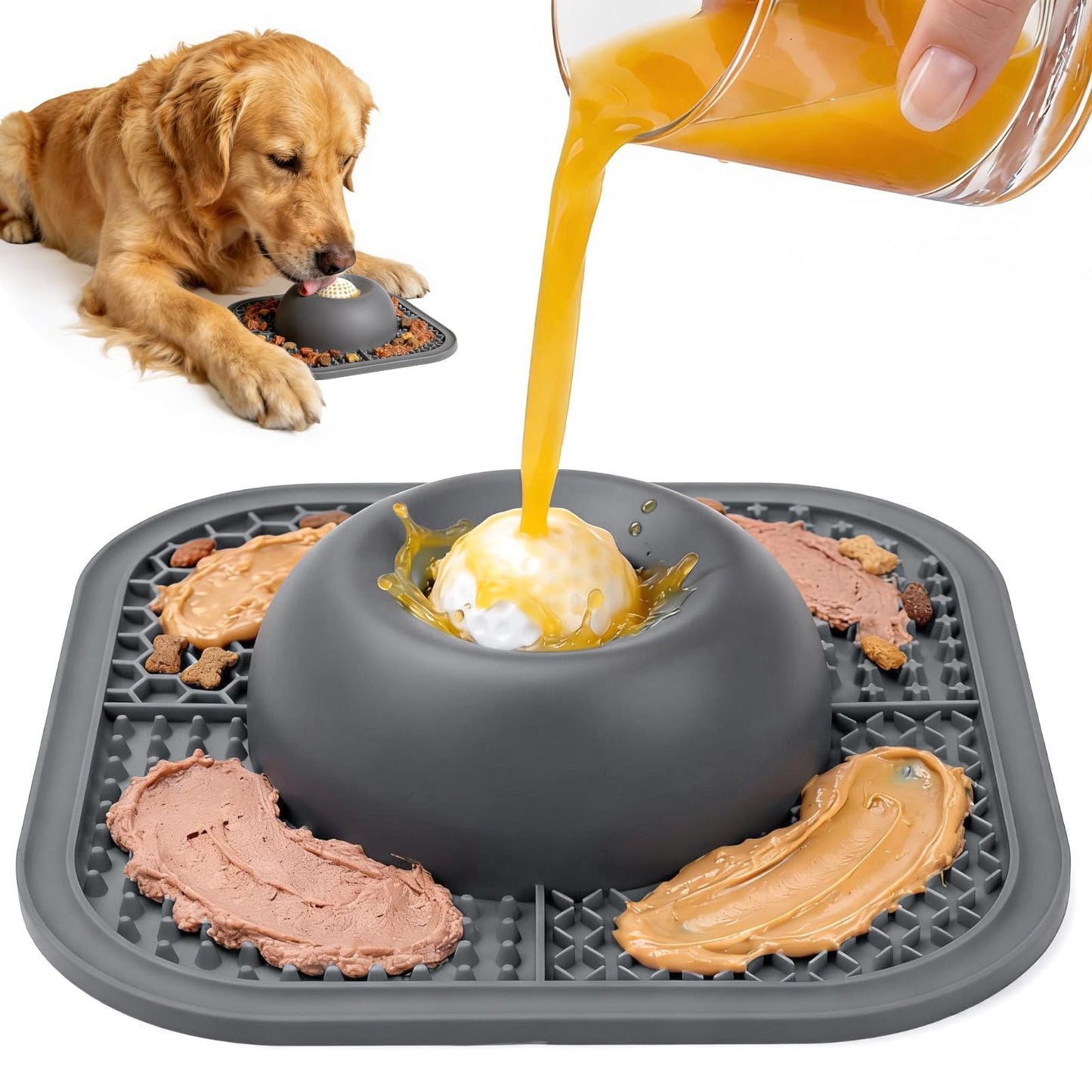 Slow Feeder Dog Bowls & Lick Mat for Liquid and Thick Treat