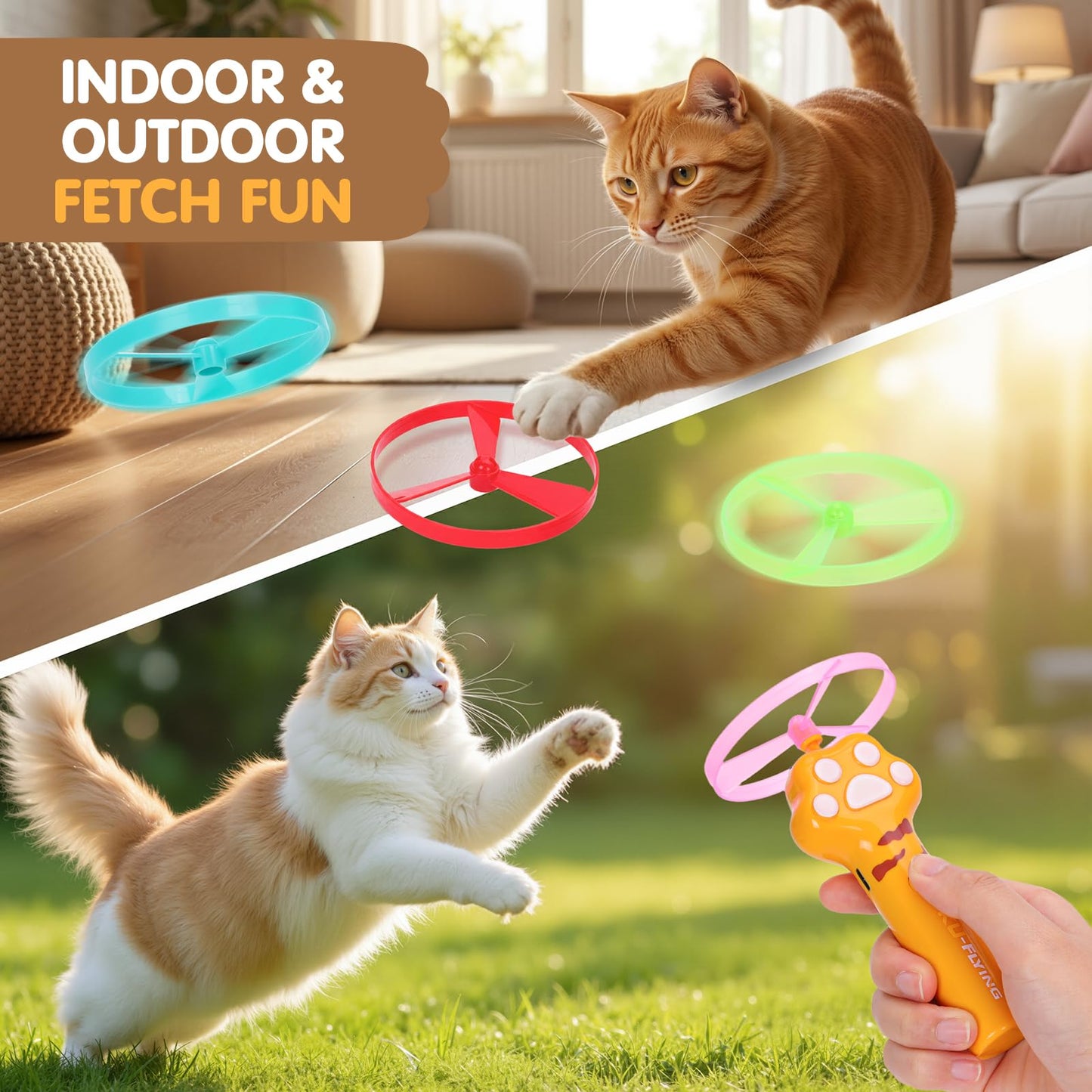 🐈6 Pcs Cat Fetch Toy Set Launcher Gun