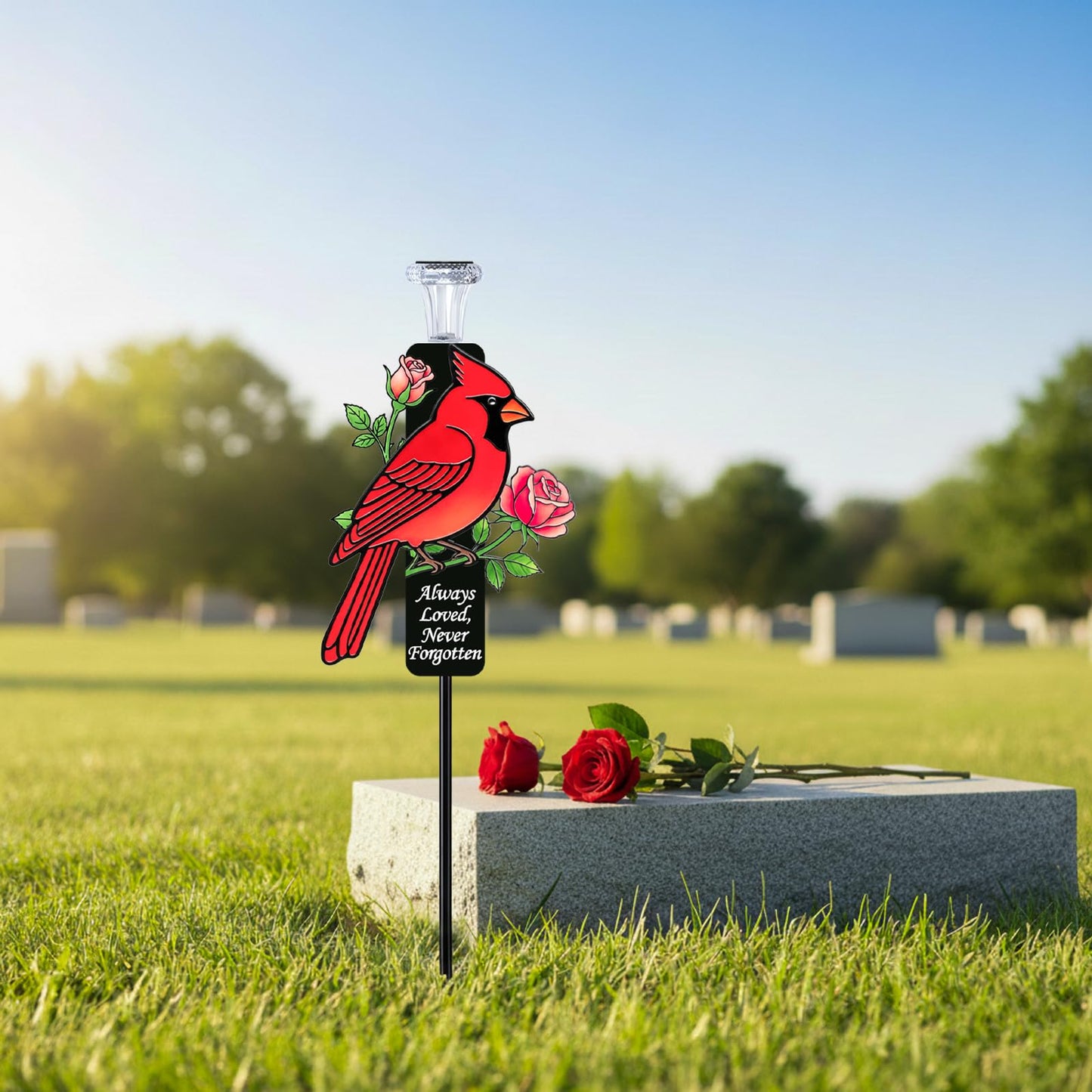 Solar Cardinal Memorial Stakes for Graves
