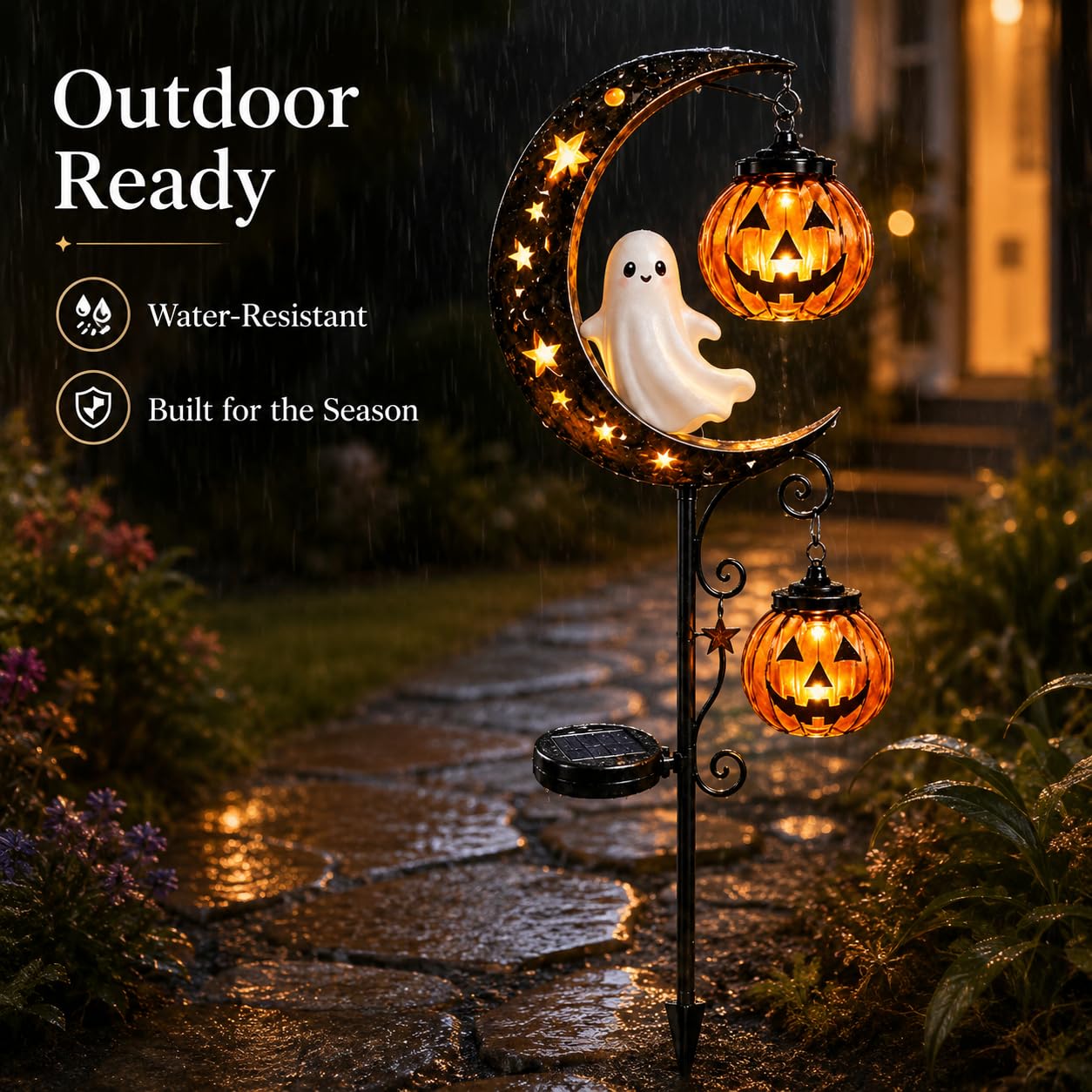 Pumpkin Moon Garden Stake Light