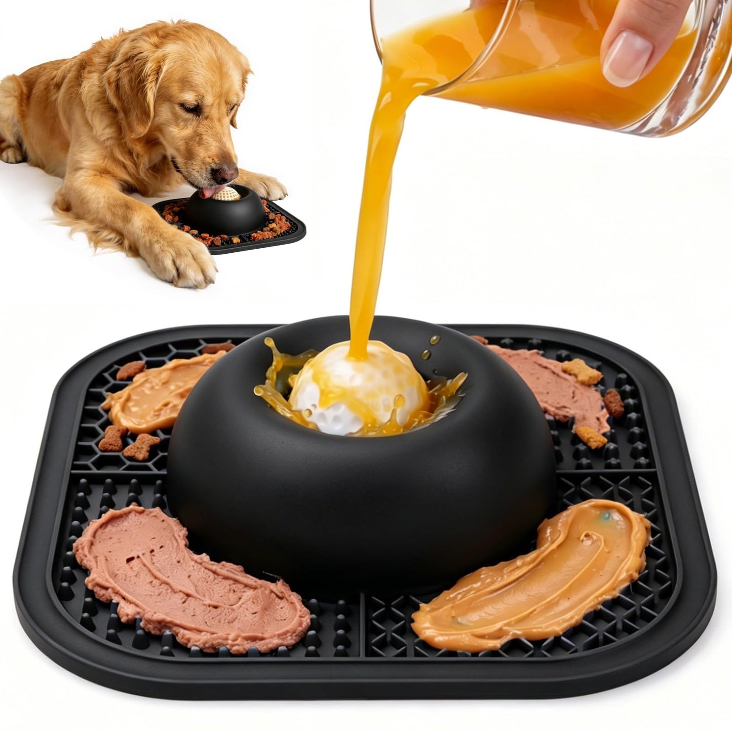 Slow Feeder Dog Bowls & Lick Mat for Liquid and Thick Treat