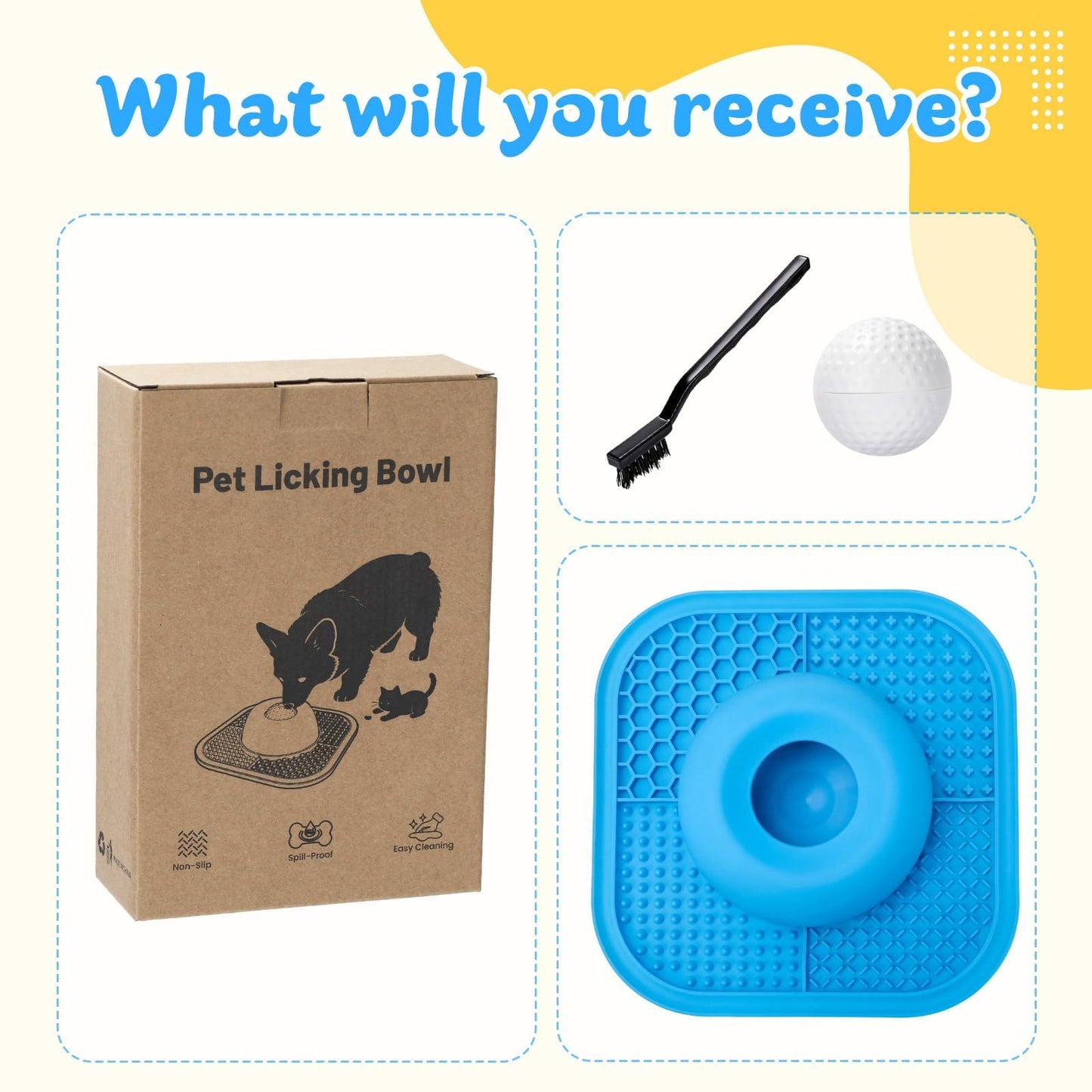 Slow Feeder Dog Bowls & Lick Mat for Liquid and Thick Treat