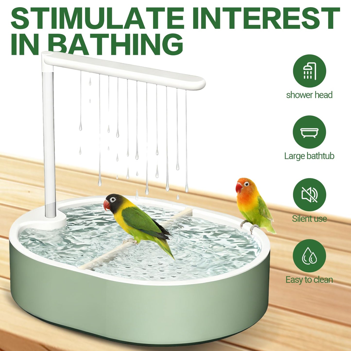 Parrot Automatic Bathing Box with USB- Adjustable Faucet