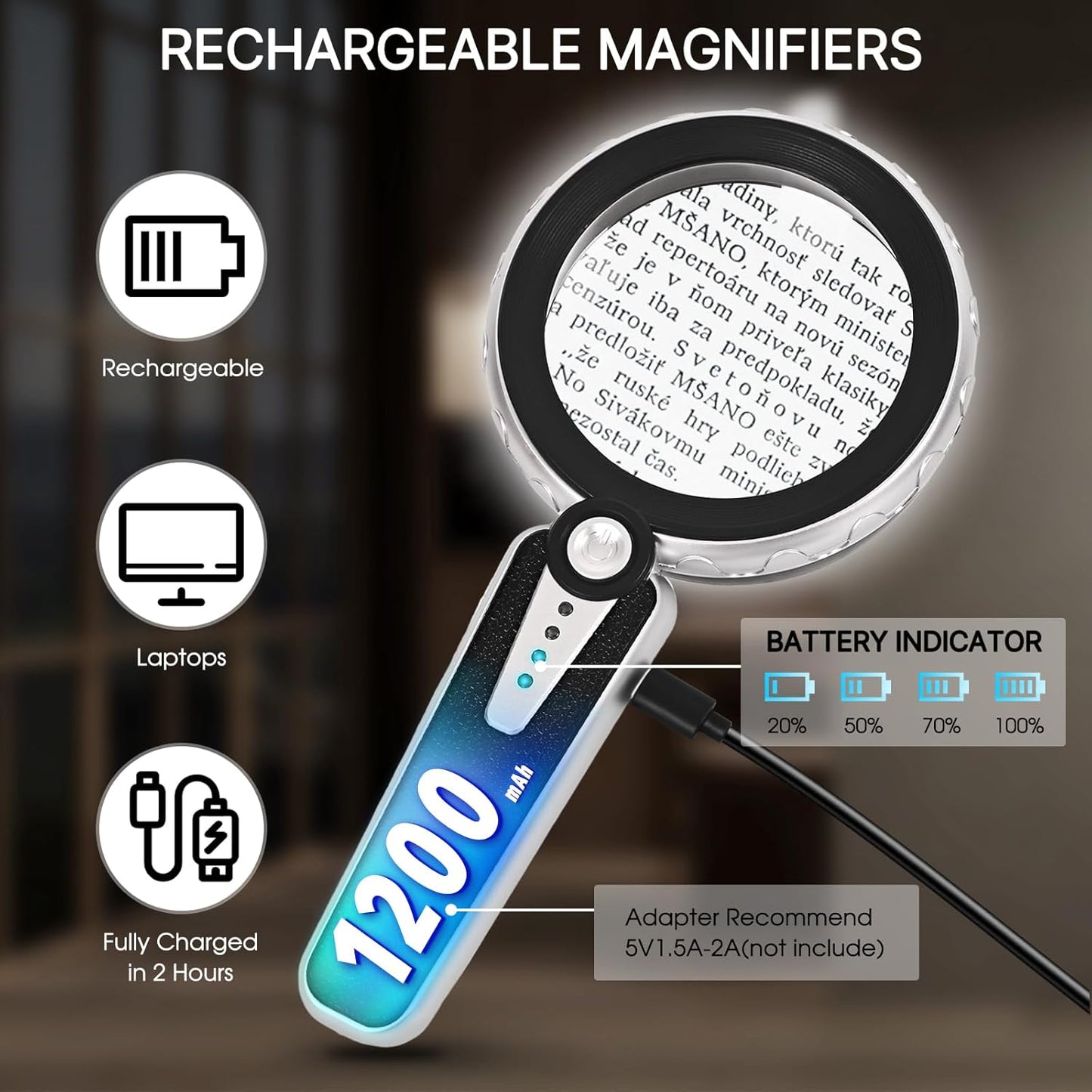 30X Magnifying Glass with Light