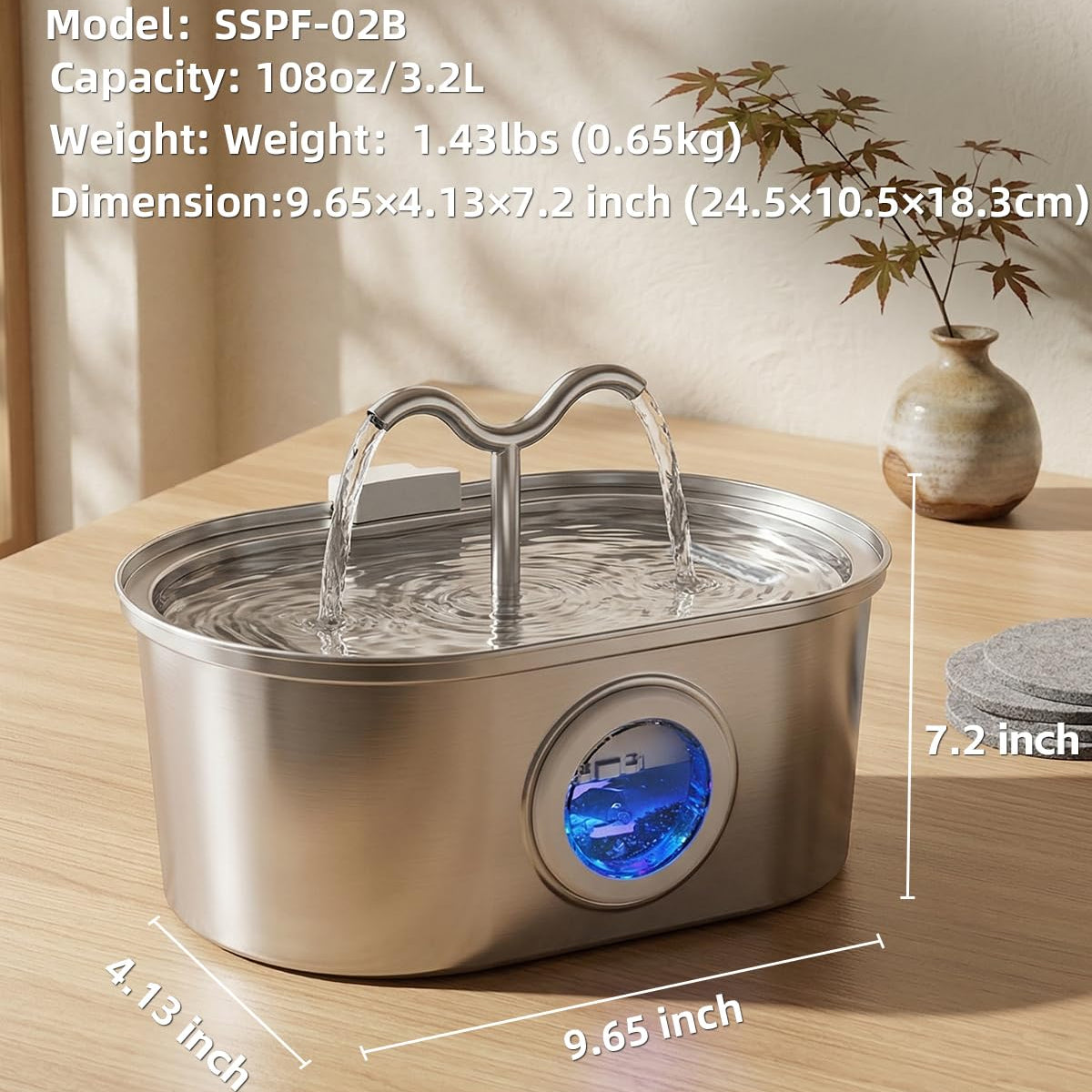 Stainless Steel Cat Water Fountain