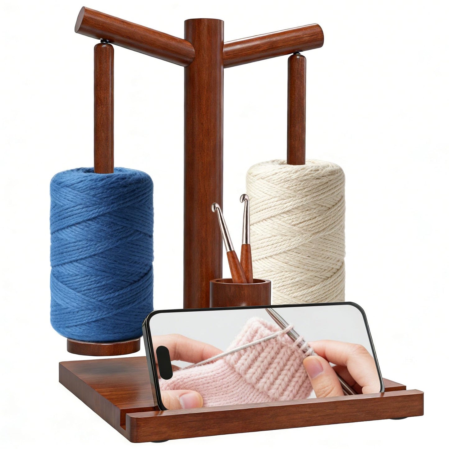 HangerSpace Wooden Yarn Holder for Crocheting and Knitting