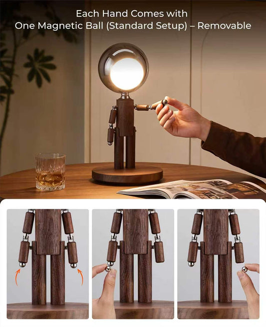 Rechargeable Wooden Desk Lamp with Touch Control & Stepless Dimming