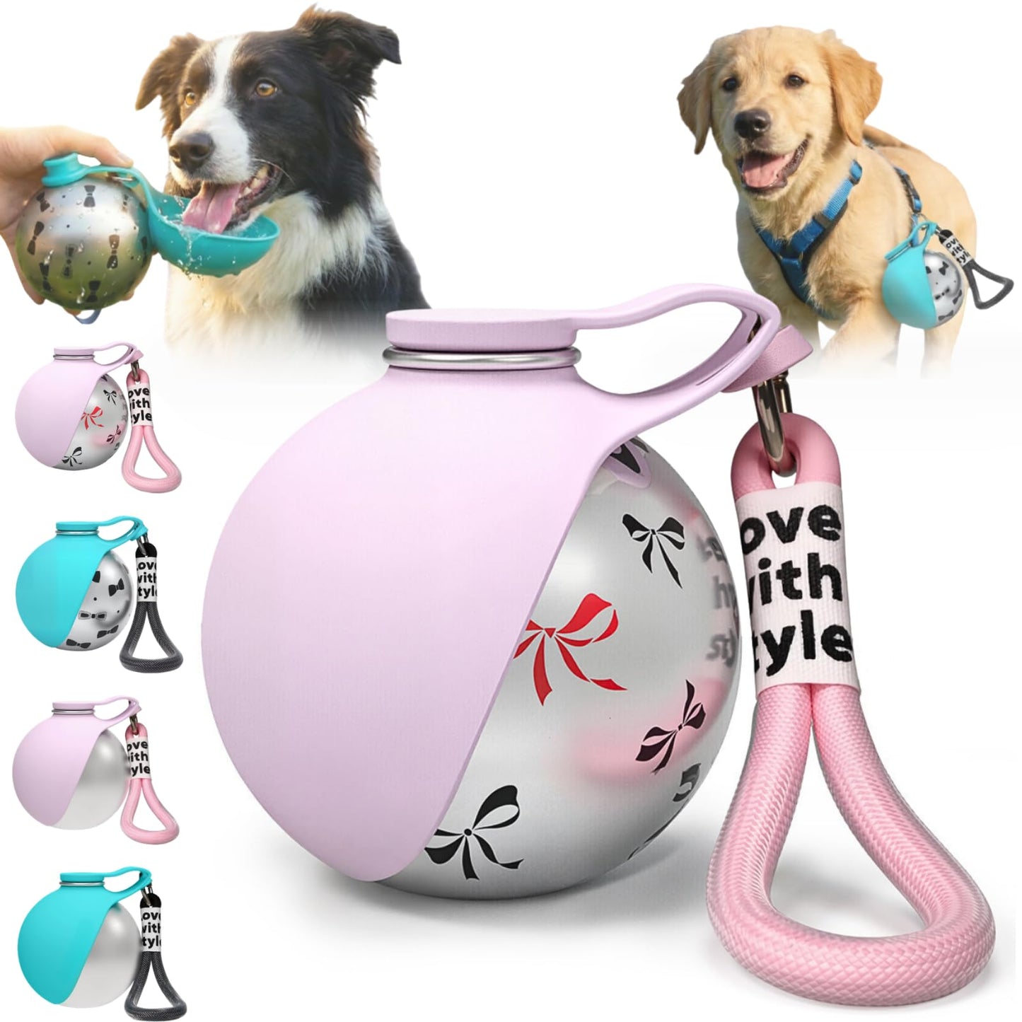 2-in-1 Foldable 304 Stainless Steel Dog Water Bottle