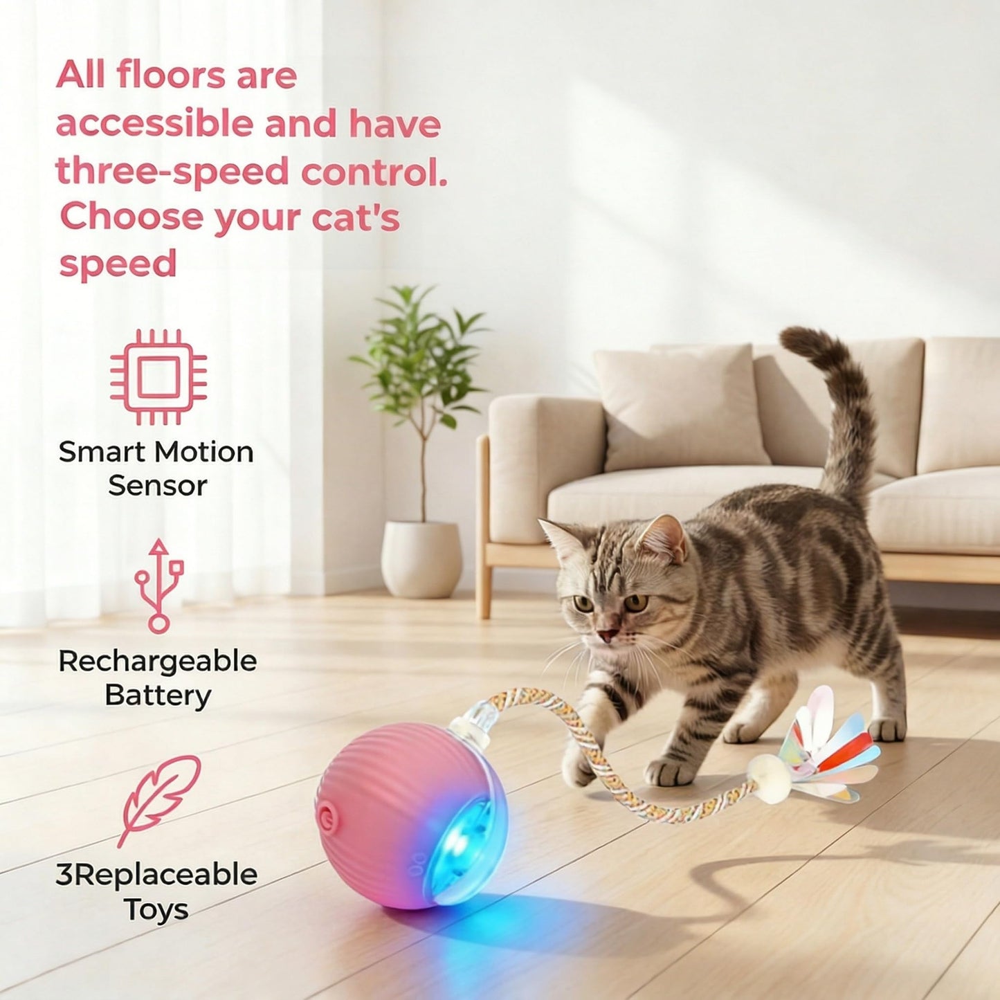 Rechargeable Smart Rolling Cat Ball