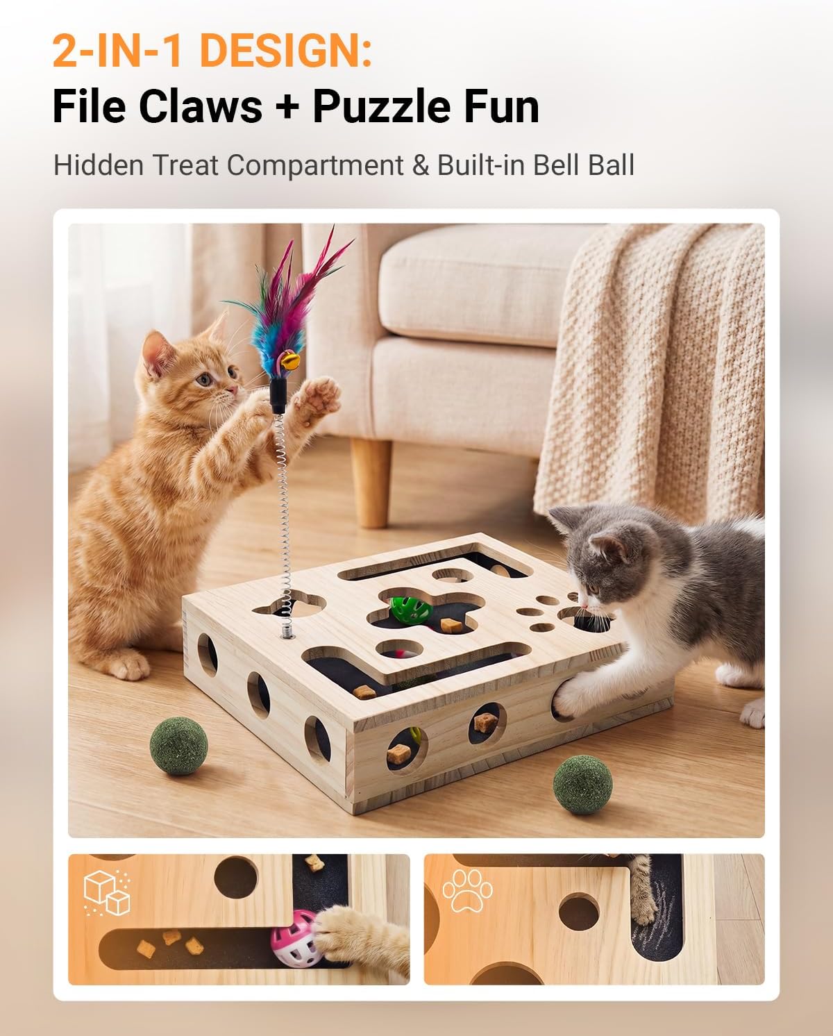 Cat Toys for Indoor Cat Nail File Box with Interactive