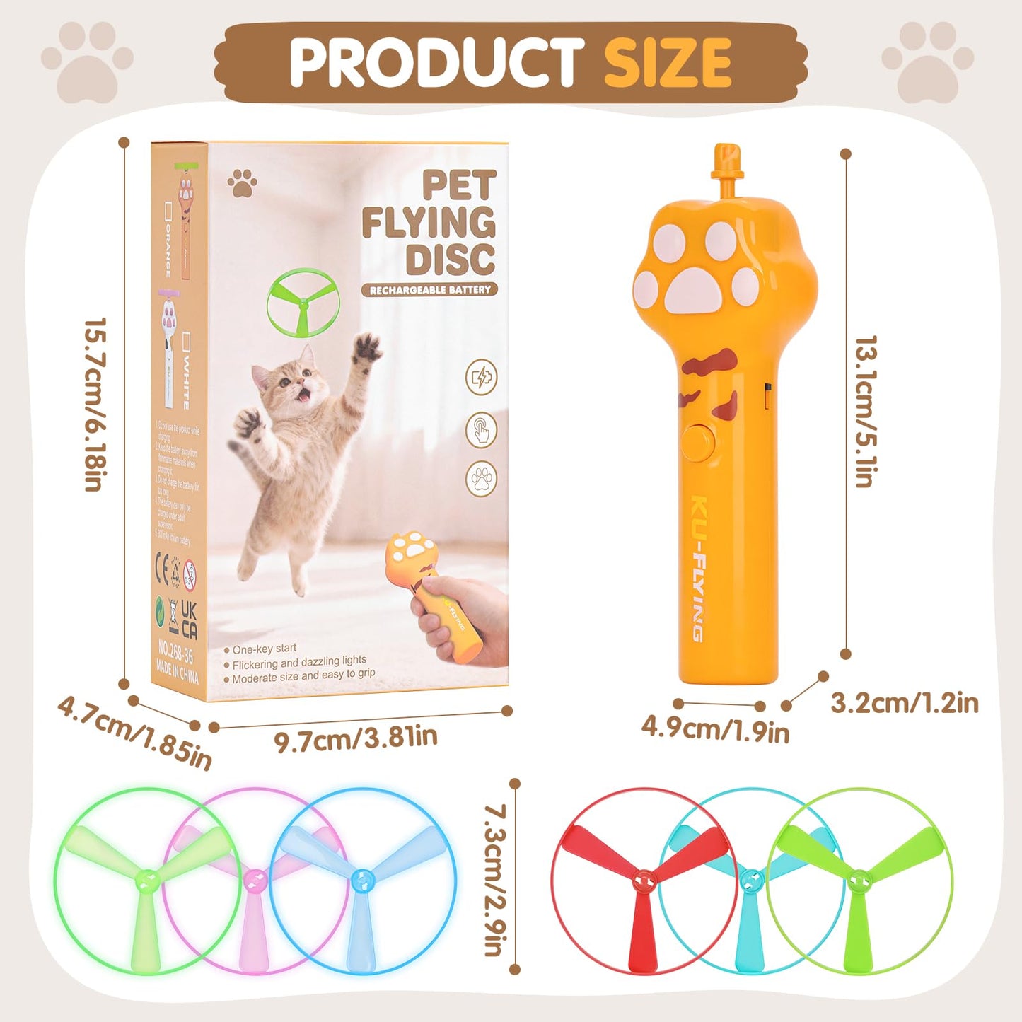 🐈6 Pcs Cat Fetch Toy Set Launcher Gun