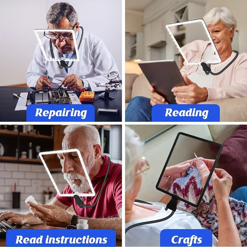 Large Hands-Free Magnifying Glass with 50 Ultra-Bright LED Light