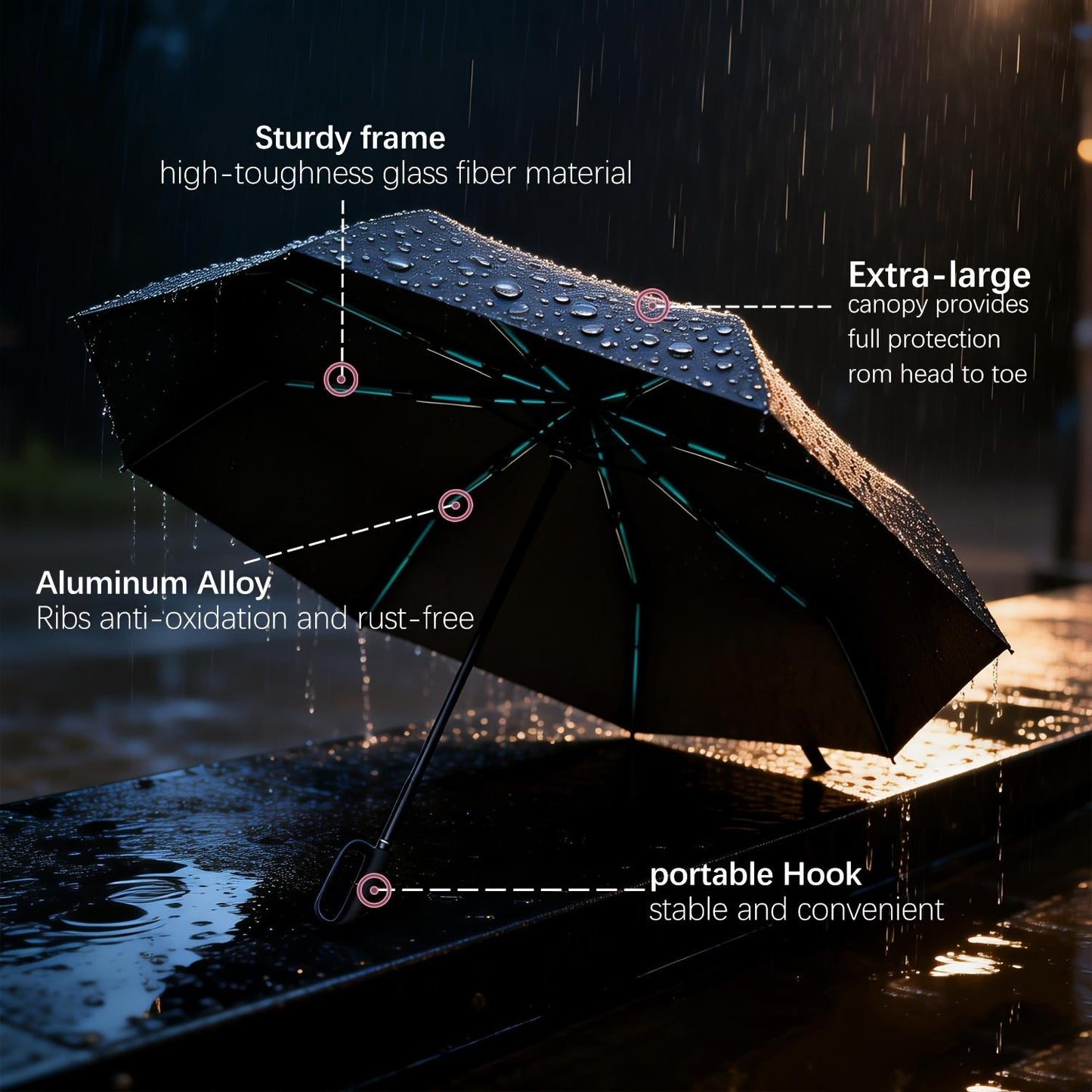 Portable Automatic Folding Umbrella with Loop Buckle