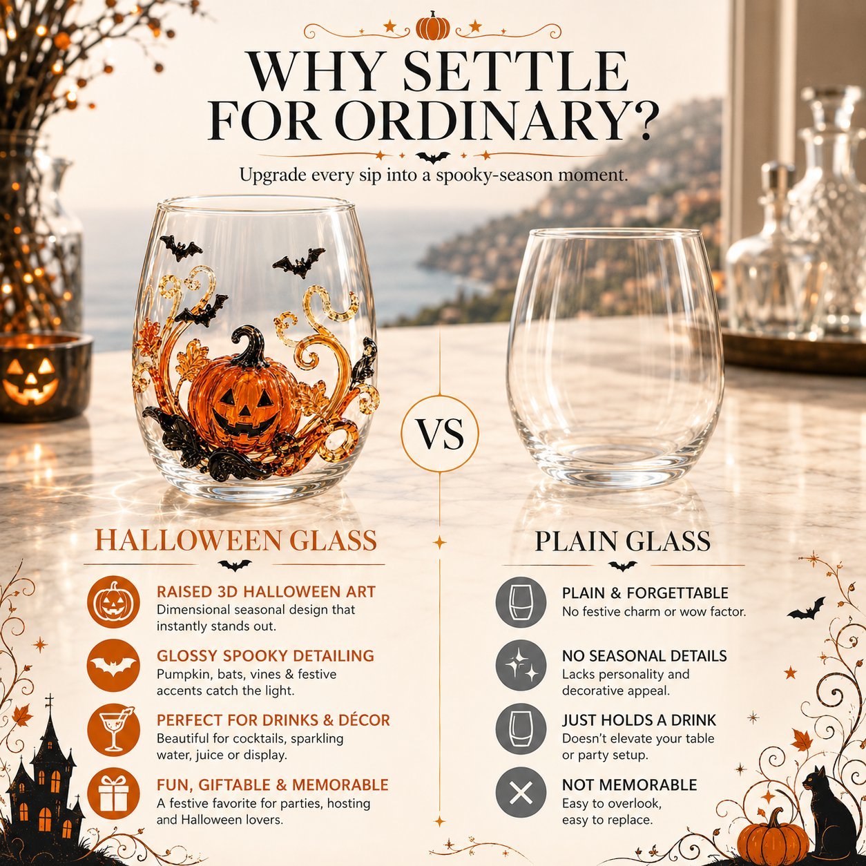 🎃 Magical 3D Glassware for Immersive Halloween Drink Moments