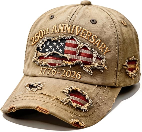 250 Anniversary USA 1776-2026 Flag Vintage Washed Hat