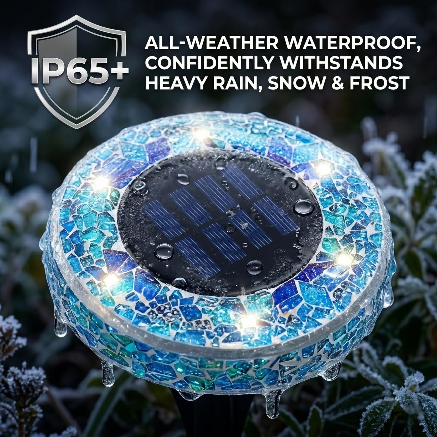 Waterproof Outdoor Glass LED Mosaic Solar Disk Light