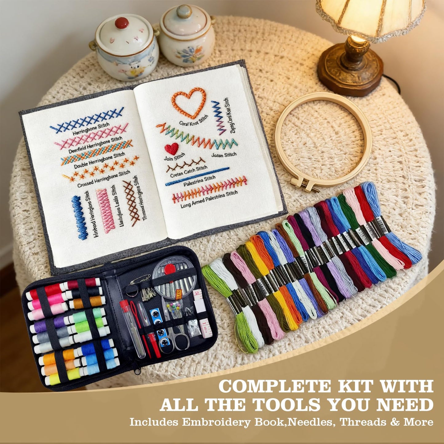 Portable Embroidery Stitch Book Kit for Adults & DIY Craft Enthusiasts
