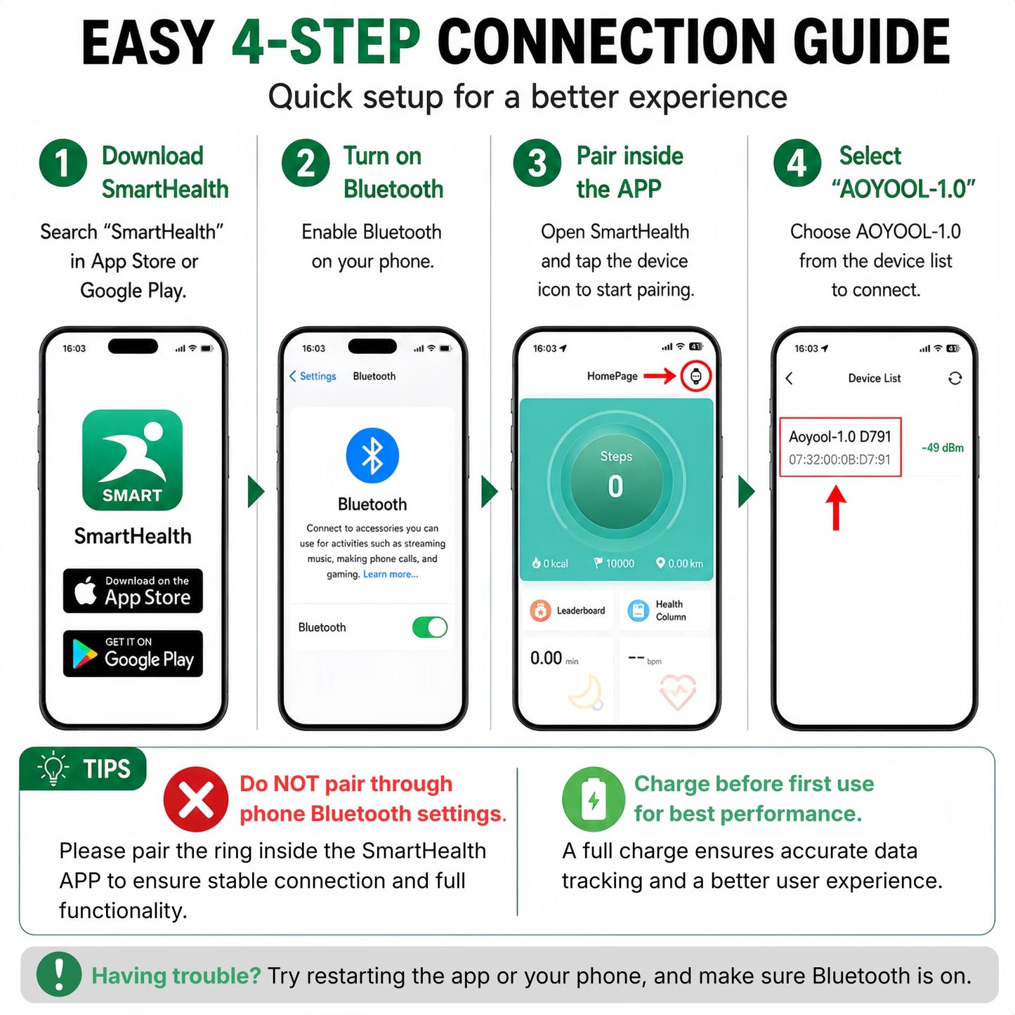 Smart Ring Health & Fitness Tracker