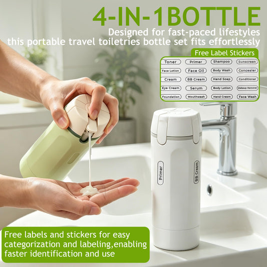4-in-1 Portable Cosmetic Shampoo Dispenser Storage Bottle