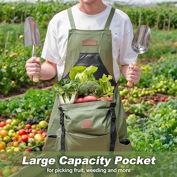 Gardening Apron with Pockets -Instant-Release Harvest System