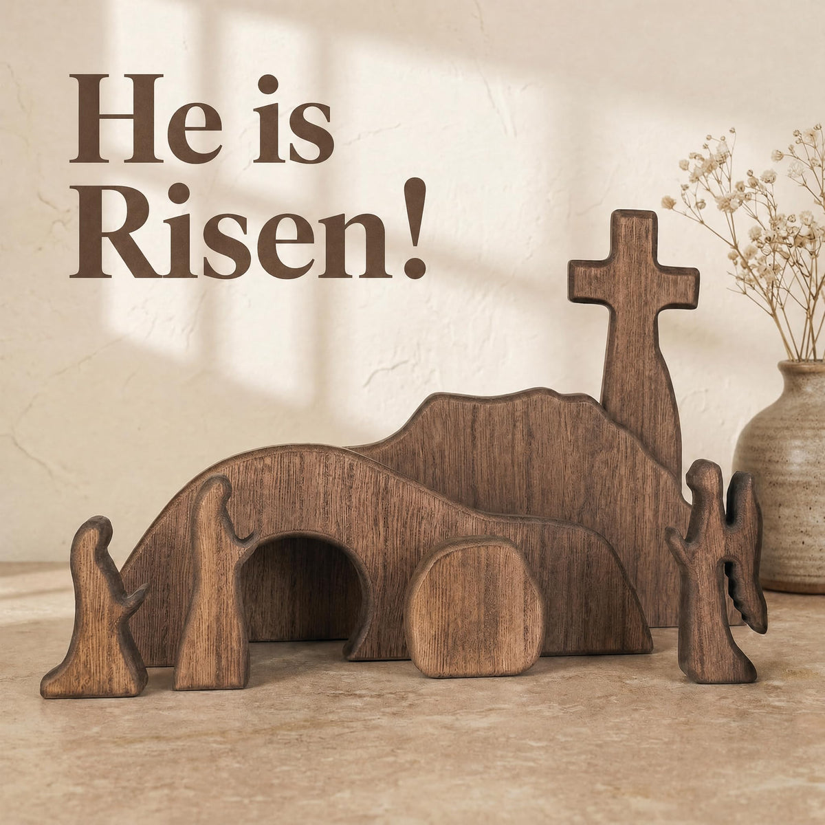 Wooden Christmas Nativity Scene Figurines with Manger