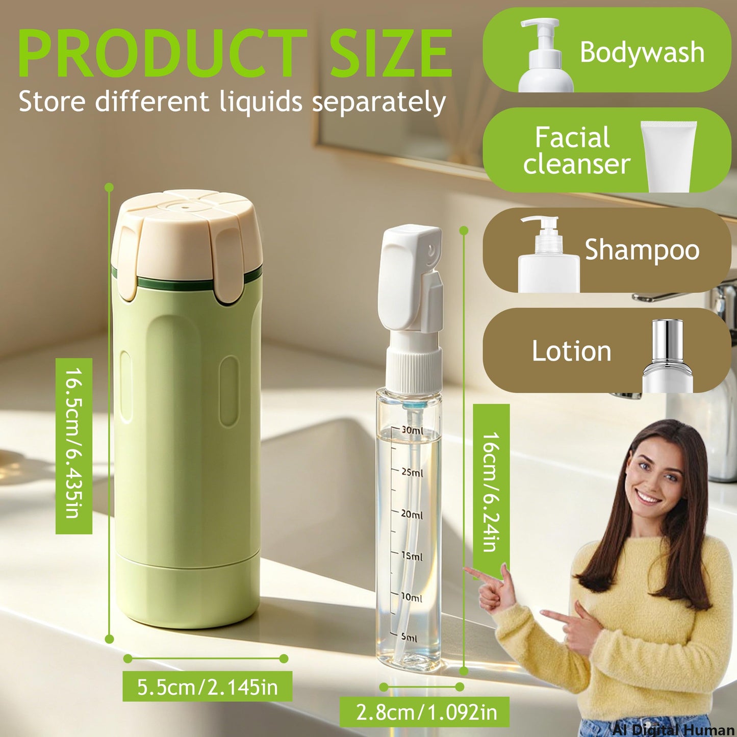 4-in-1 Portable Cosmetic Shampoo Dispenser Storage Bottle