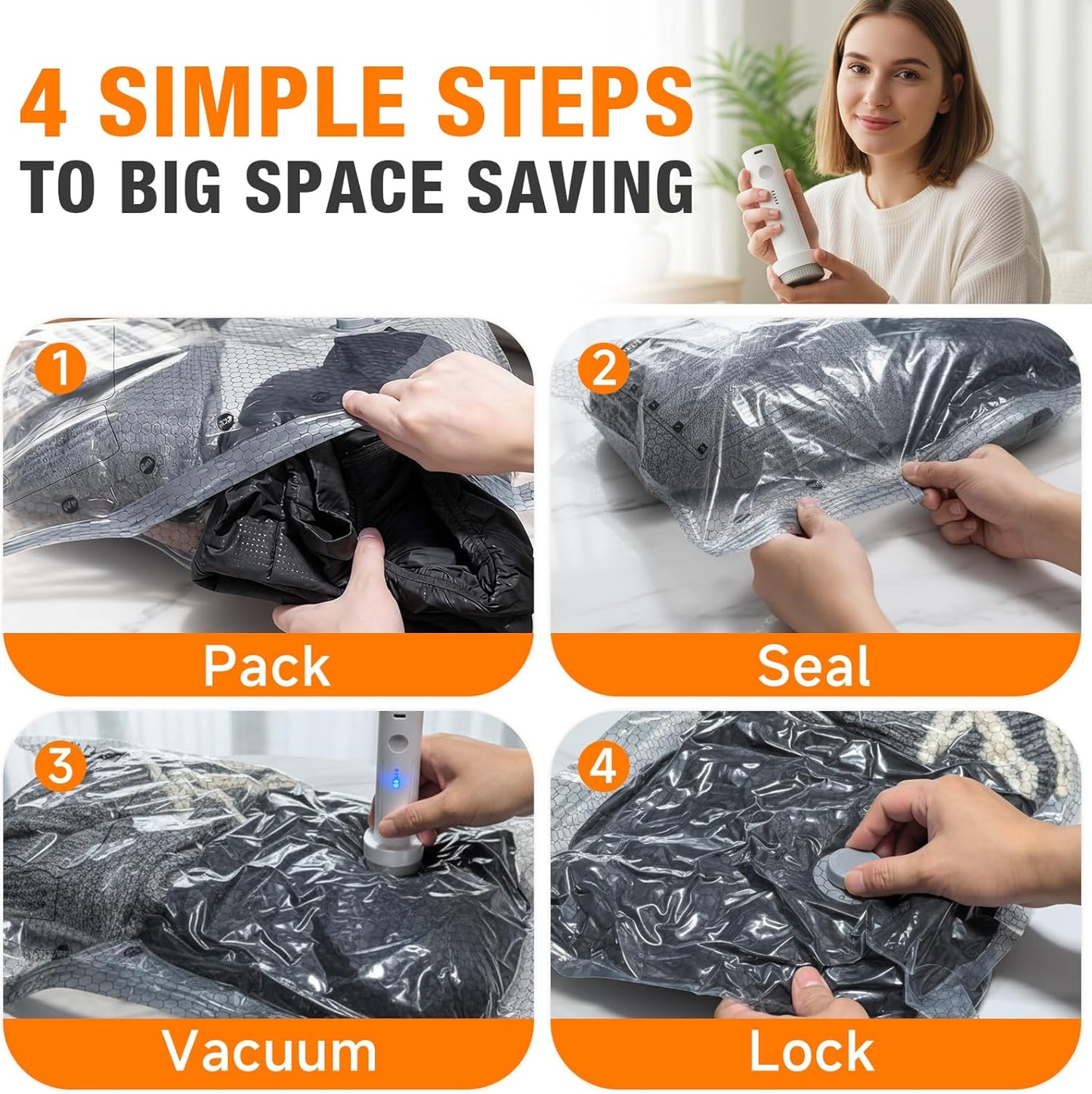 Space Saver Vacuum Storage Bags with Portable Electric Pump
