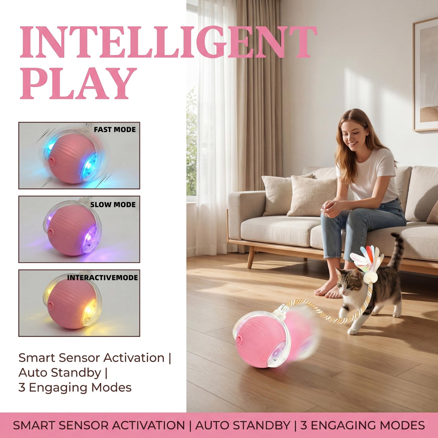 Rechargeable Smart Rolling Cat Ball