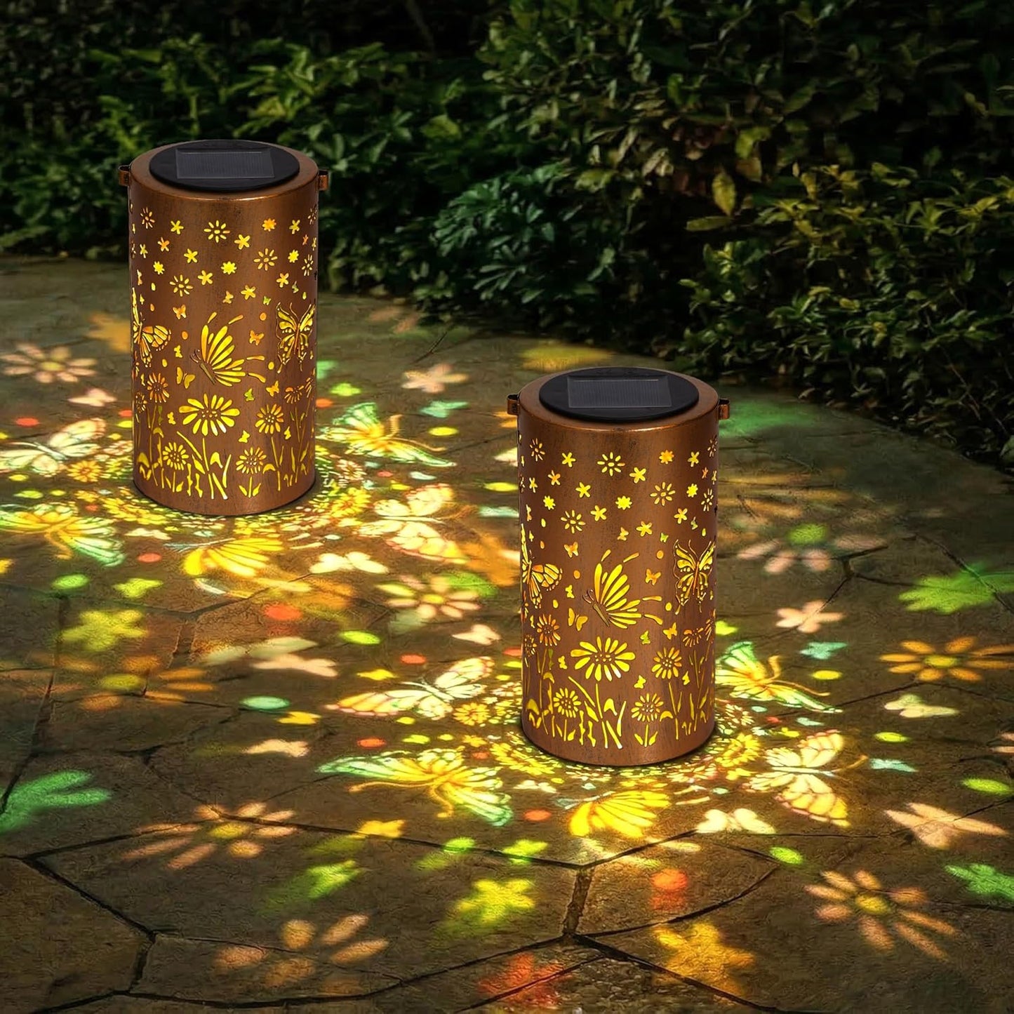 Garden Solar Butterfly Lantern Waterproof Hanging Metal Light