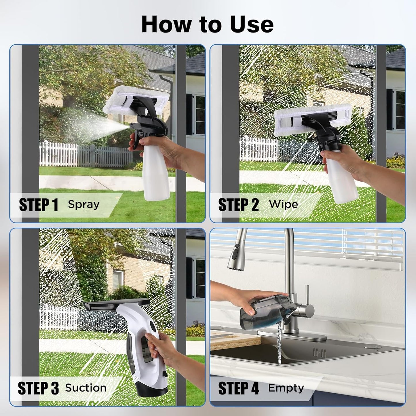 Window Vacuum Squeegee Cordless Cleaner Set