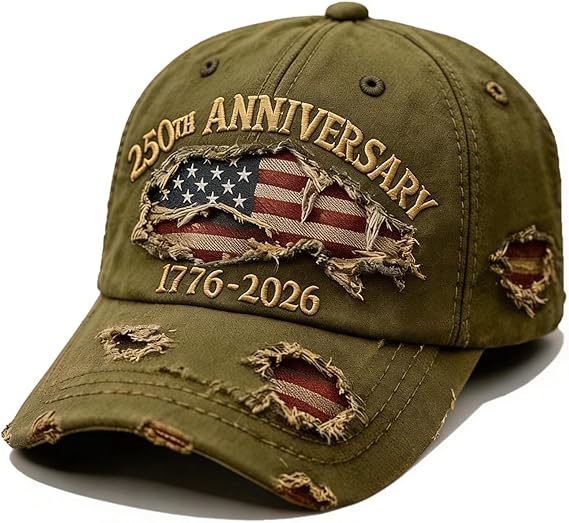 250 Anniversary USA 1776-2026 Flag Vintage Washed Hat