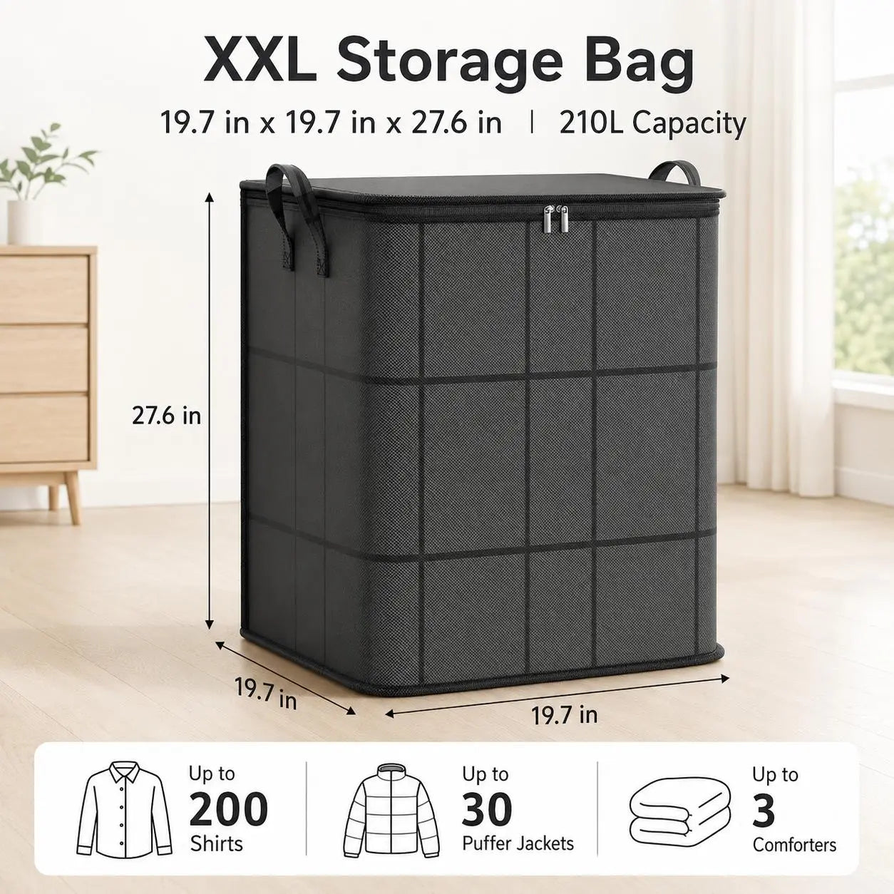 Large Capacity Storage Bin Zippered Clothes Organizer Moving Bag 🏠🧺