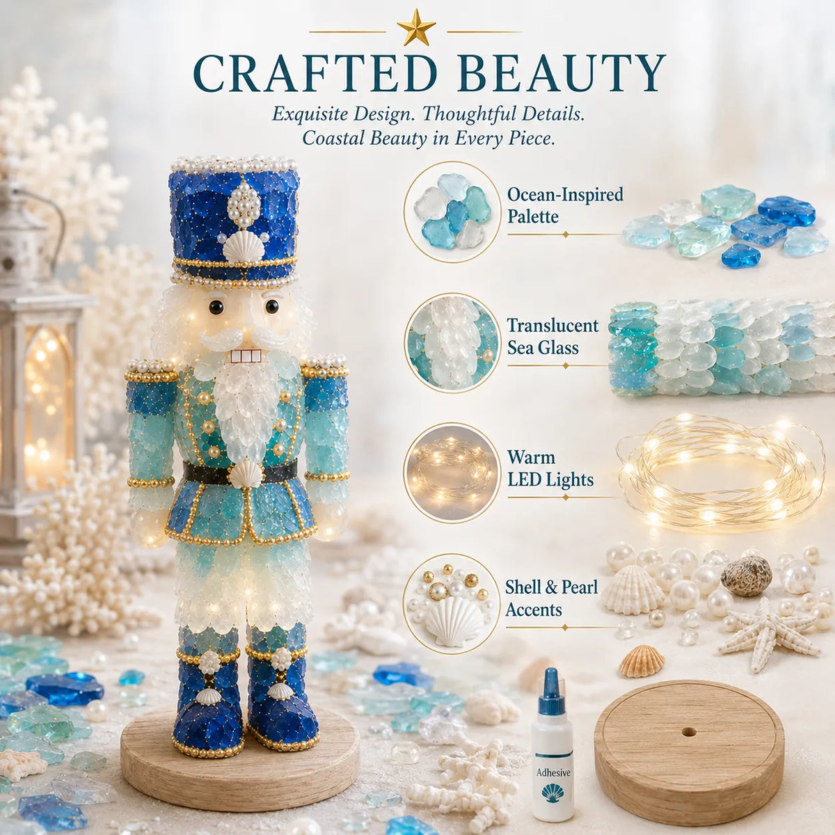 ⏳ Last Day 49% OFF – 🌊 Beginner-Friendly DIY 3D Lighted Sea Glass-Style Art Kit Collection | Complete Kit with Sea Glass-Style Pieces, LED Lights & Step-by-Step Guide Included 💕