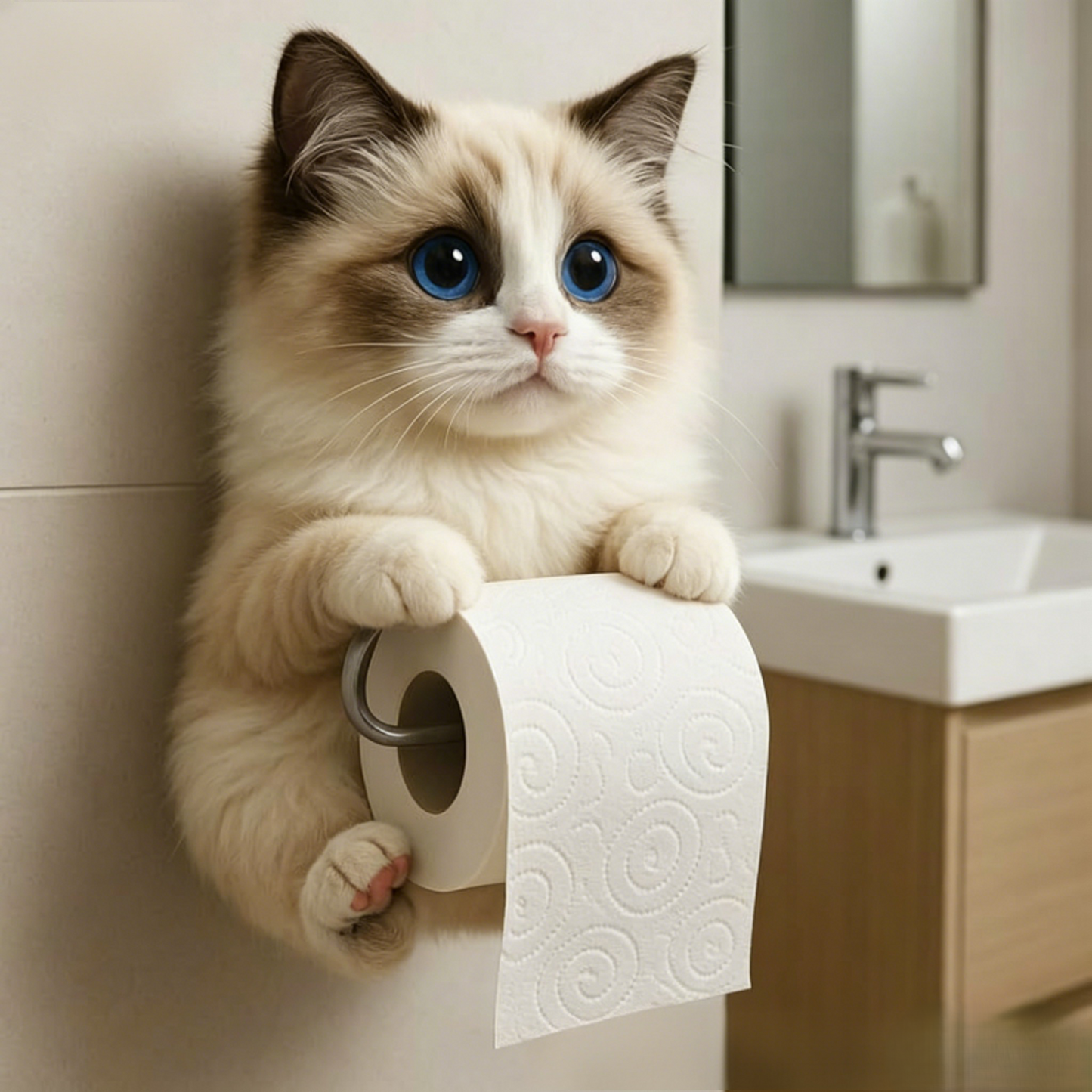 Wall Mounted Toilet Paper Holder Organizers Cats Shape