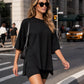 Casual Oversized 2-Piece Lounge Set with Crewneck & Split Hem