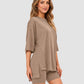 Casual Oversized 2-Piece Lounge Set with Crewneck & Split Hem