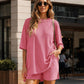Casual Oversized 2-Piece Lounge Set with Crewneck & Split Hem