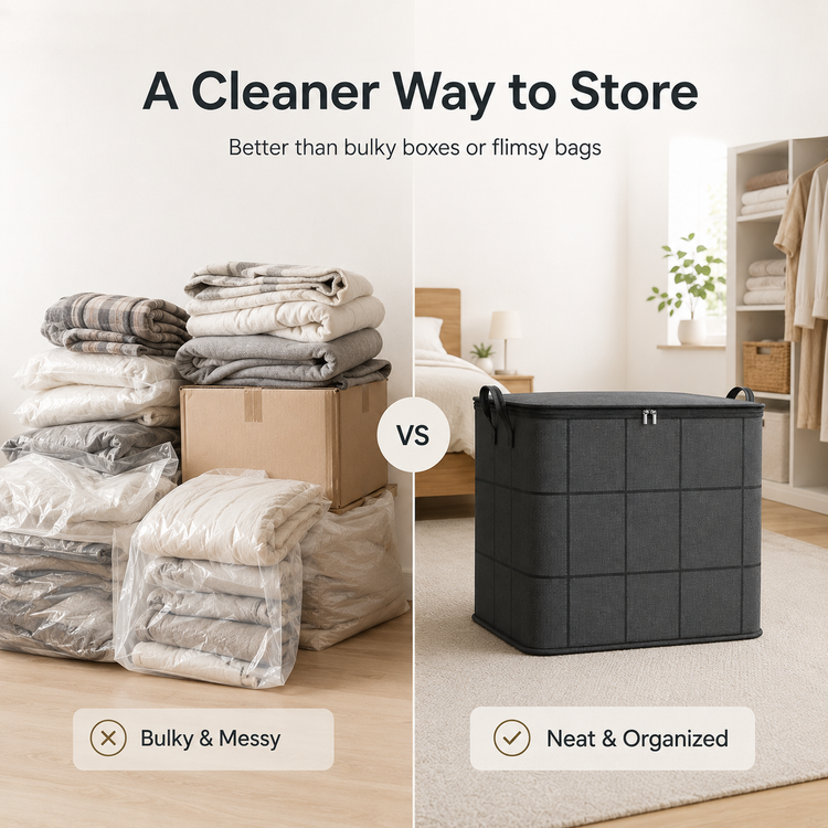 Large Capacity Storage Bin Zippered Clothes Organizer Moving Bag 🏠🧺