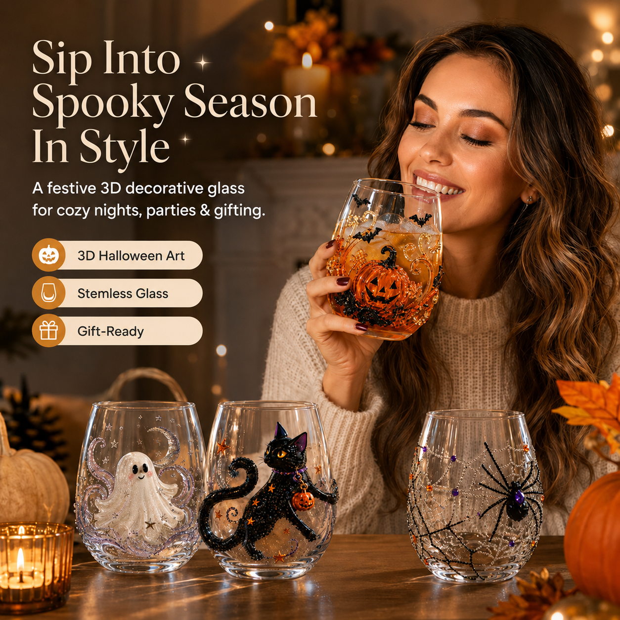 🎃 Magical 3D Glassware for Immersive Halloween Drink Moments