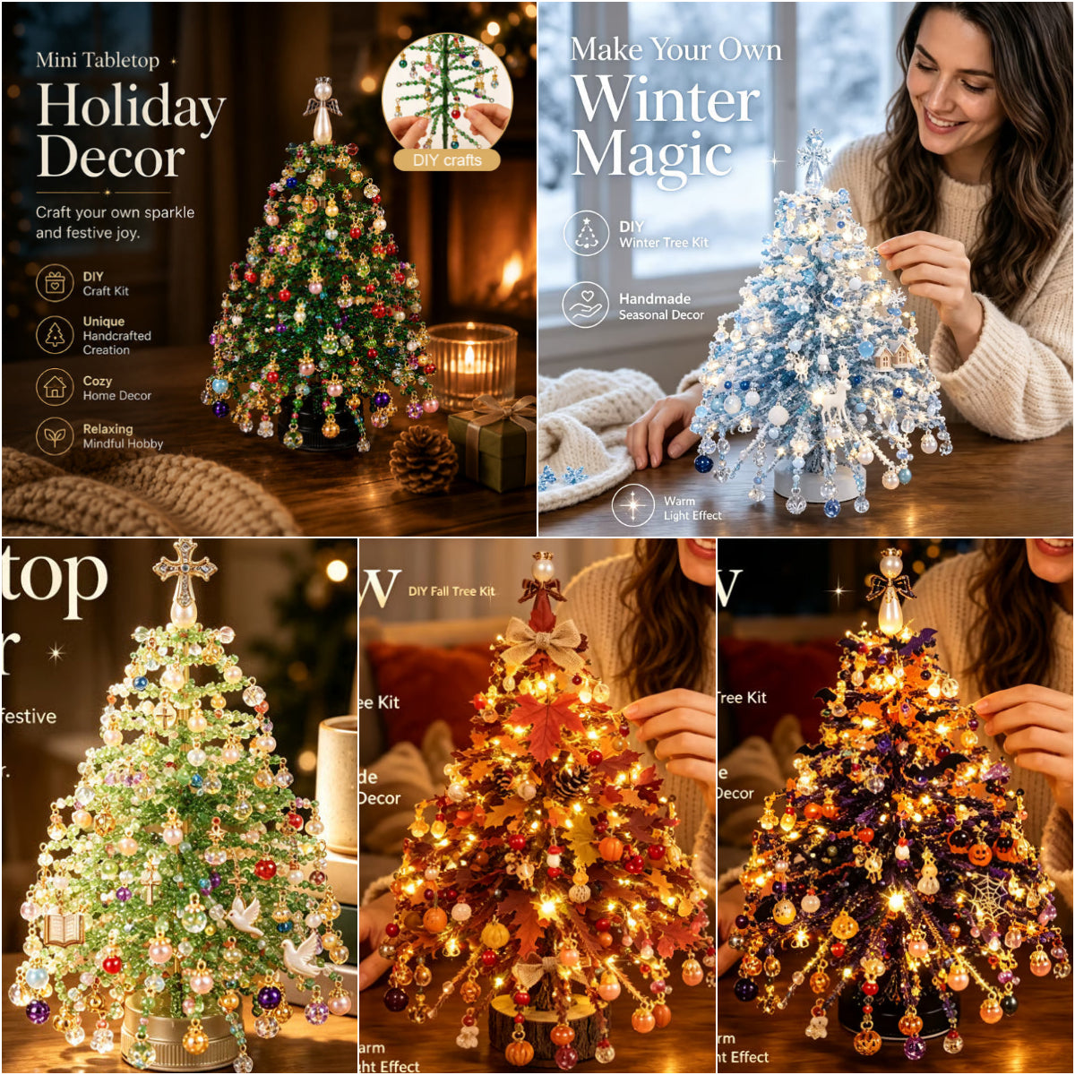 🎄DIY Beaded Christmas Tree Kit – 🎅Create Your Own Sparkling Holiday Decoration