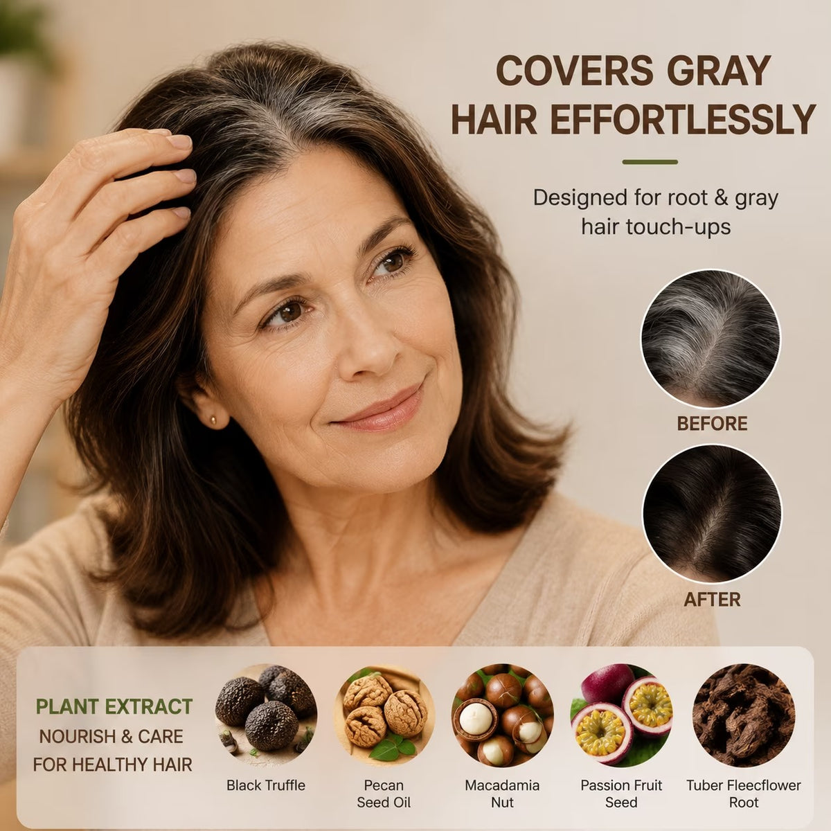 Unisex Grey Coverage Hair Dye with Hair Care